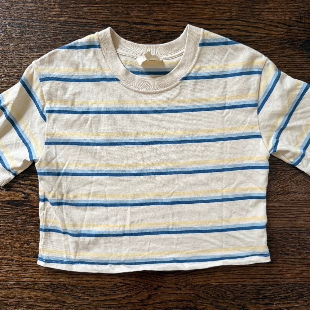 Sezane Marlo T-shirt Cream / Yellow / Blue - Size XS